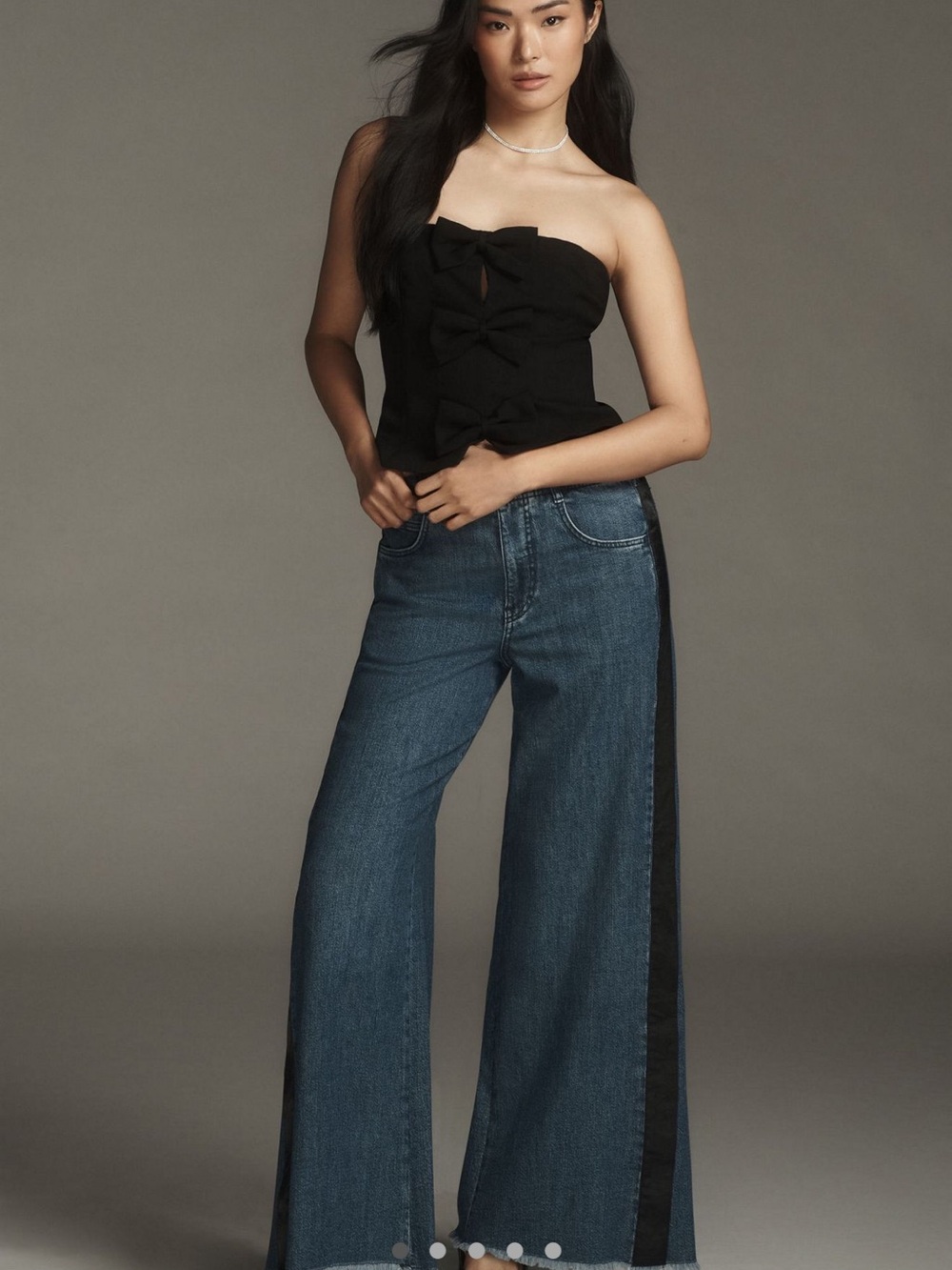 Pilcro Anthropologie tuxedo Blue Wide-Leg Jeans with Black Side Stripe 32